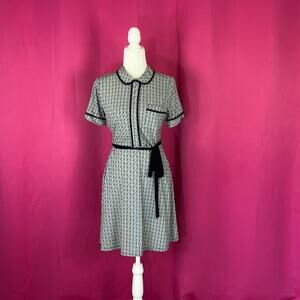 Monteau patterned belted short sleeved dress, size L